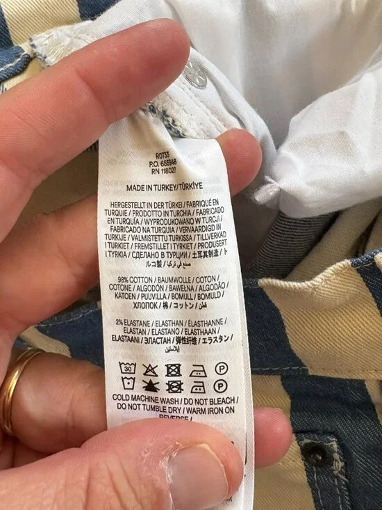 Boden High Rise Stripe Jeans Women's 29 Blue White Straight Boho Nautical Preppy - Picture 5 of 9